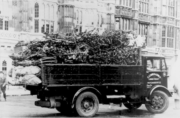 a truck full of metal ready to be recycled